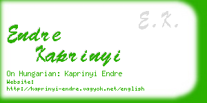 endre kaprinyi business card